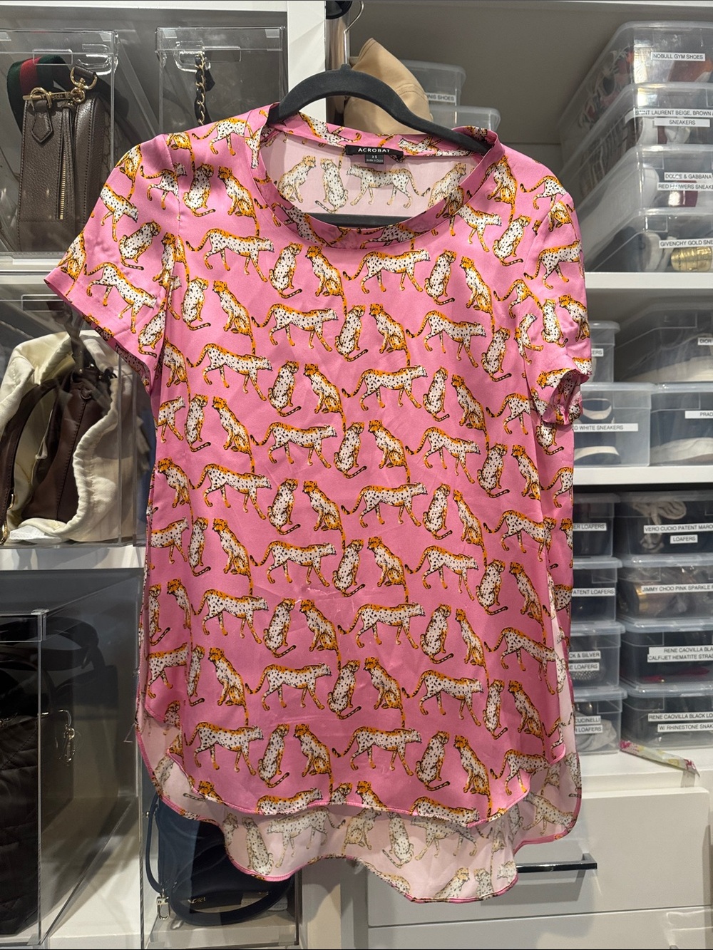 Acrobat Pink Cheetah-Print Short Sleeve Top